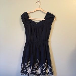 City Triangles navy/ white floral embroidery dress